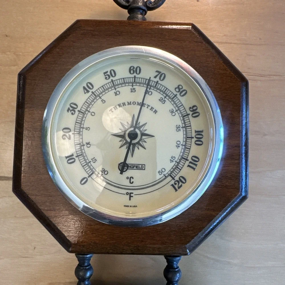 Vintage Springfield Weather Station Barometer Thermometer Hygrometer Wood‎ USA